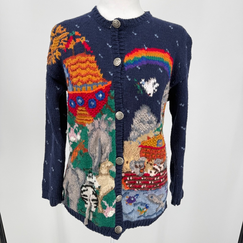 Northern Isles Noah's Ark Hand Knit Navy Vintage Cardigan Sweater
